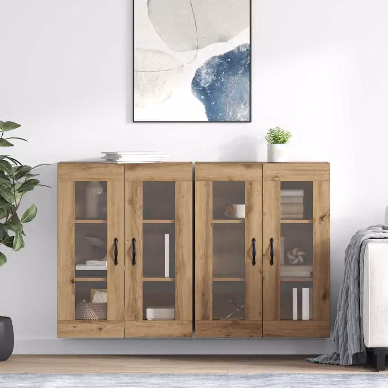 vidaXL Armadietti da parete, 2 pezzi, effetto legno artigianale rovere, 69,5 x 34 x 90 cm