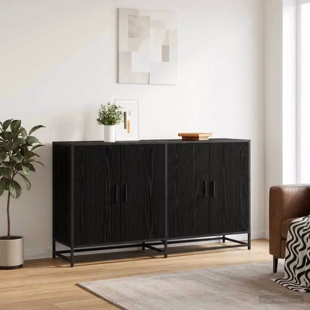 Credenza moderna vidaXL in legno MDF nero L/P/H: 134 x 35 x 76 cm – 1