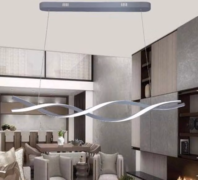 Lampadario a Sospensione LED Trade Shop Argento a Spirale Vortice Orizzontale 48W con Altezza Regolabile – 1