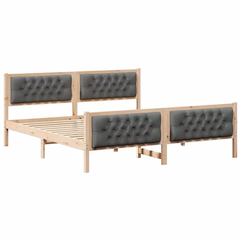 Struttura letto moderna vidaXL in pino massello grigio L/P/H: 160 x 200 x 85,5 cm – 2
