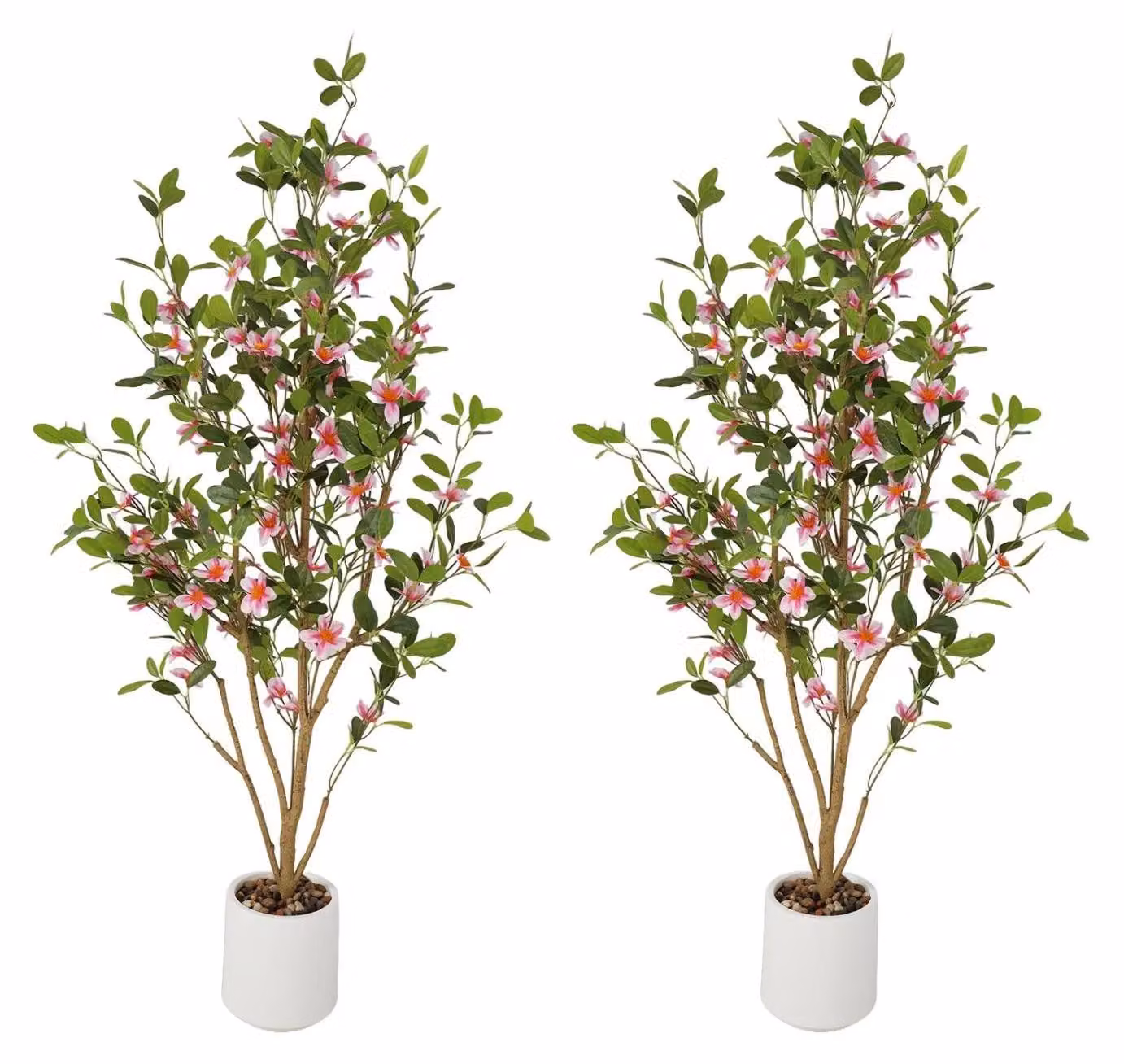 Albero artificiale, design realistico, non richiede manutenzione, fiori rosa, 120 cm