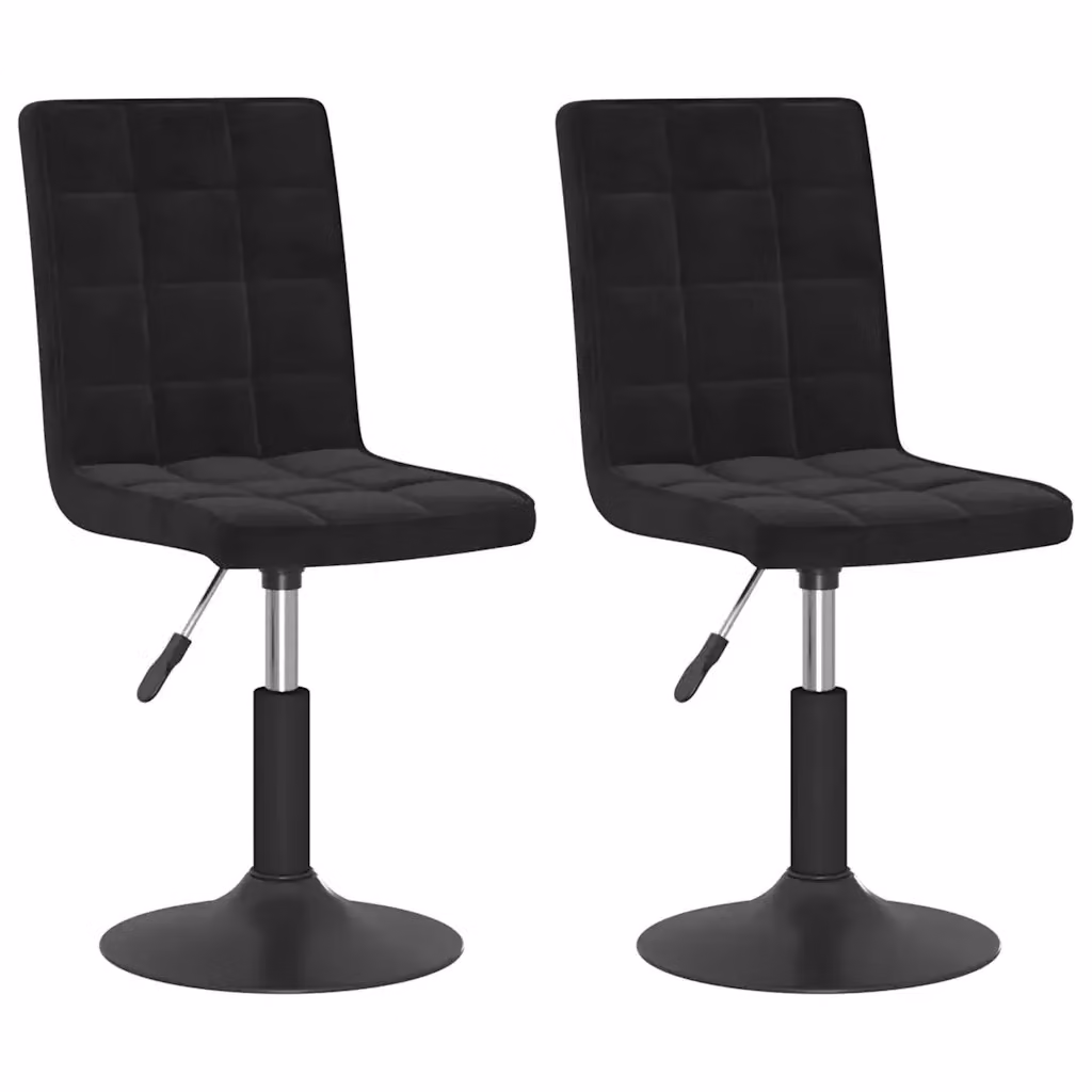Set di 2 sedie da pranzo girevoli vidaXL in velluto nero con base moderna – 2
