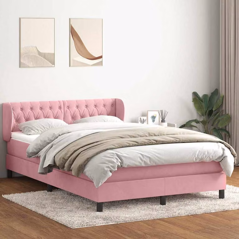 Maison Exclusive - Giroletto a Molle con Materasso Rosa 140x210 cm in Velluto