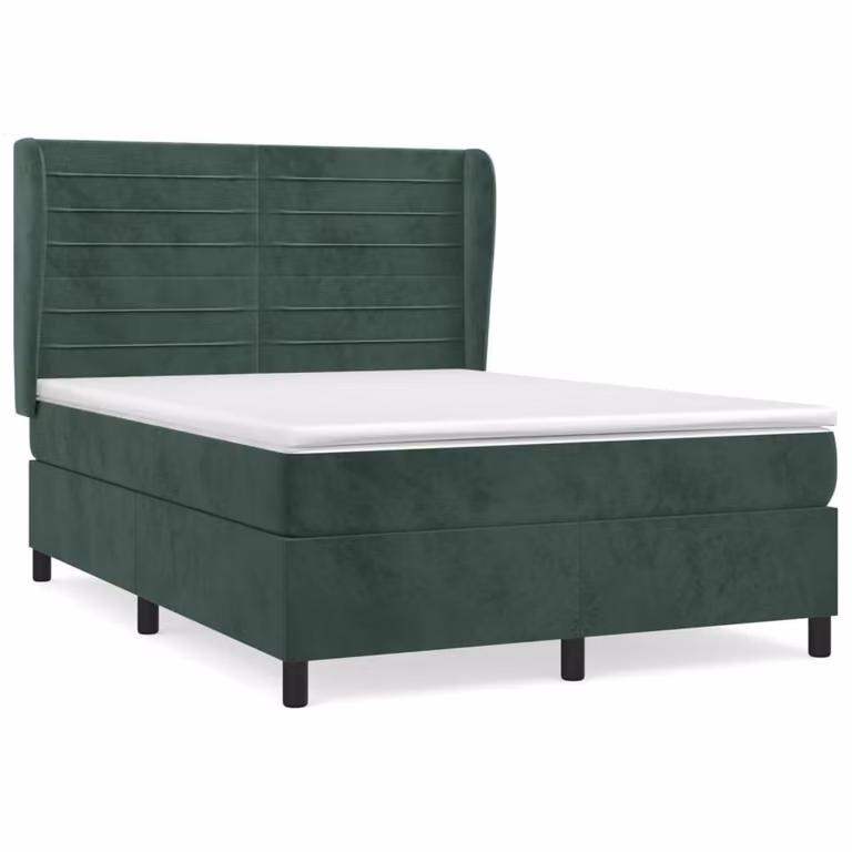 Giroletto a Molle con Materasso Verde Scuro 140x200 cm Velluto