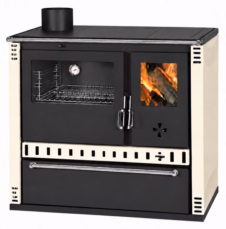 Cucina a legna PRITY GTD FS S DR 10,9 kW, Avorio, forno sinistro