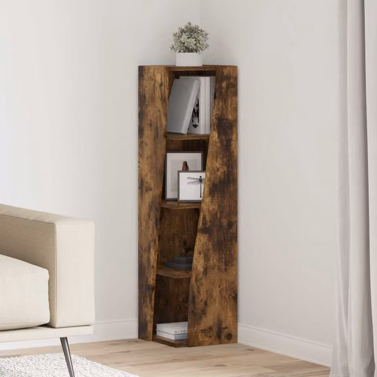 Mobile angolare vidaXL in legno ingegnerizzato Rovere fumé, L/P/H: 27,5 x 27 x 102 cm