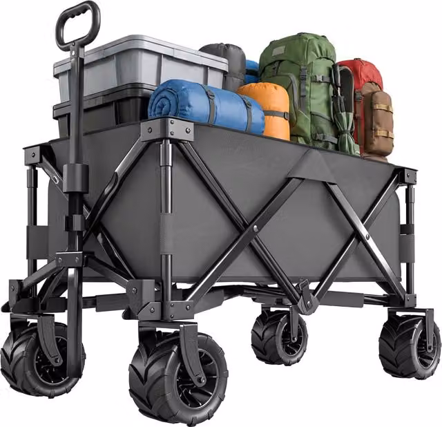 Carrello da Giardino Telescopico Xylo in Metallo e Tessuto Oxford Grigio L: 108 cm, P: 55 cm – 1