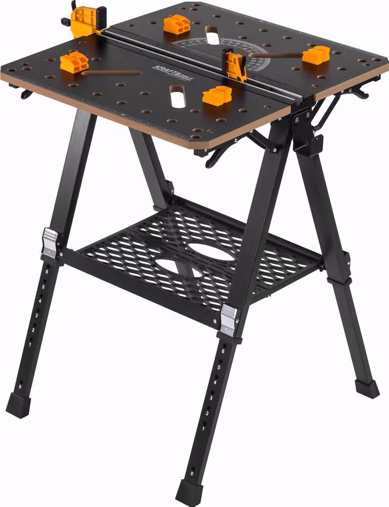 KRAFT&DELE Tavolo da lavoro pieghevole 70x65x92 cm, con fissaggio, piano in MDF - KD11871