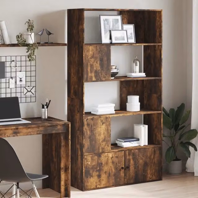 Libreria moderna vidaXL in legno color rovere fumo L: 100 cm, P: 36 cm, H: 189 cm – 1