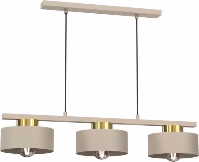Lampada sospesa a barra Marti Luminex in metallo beige e oro con 3xE27