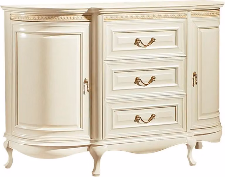 Casa Padrino cassettiera barocca panna/oro 128,4 x 46,7 x h. 87,7 cm - Magnifica cassettiera a 2 ante e 3 cassetti - Qualità lussuosa