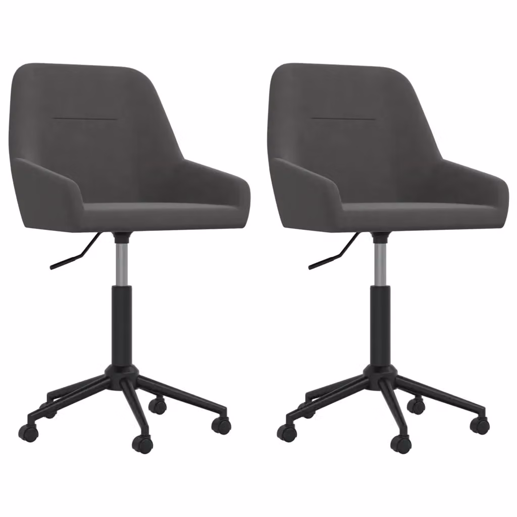Set di 2 sedie da pranzo girevoli VIDAXL in velluto grigio con base in metallo e legno e ruote – 2