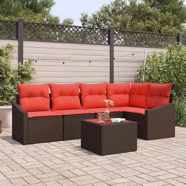 Set di divani 6 pz Marrone polyrattan 3346734