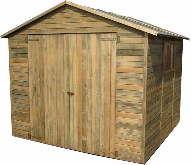Casetta da Giardino Pircher in Legno Marrone con Doppia Porta e Finestra, Stile Rustico, H: 235 cm