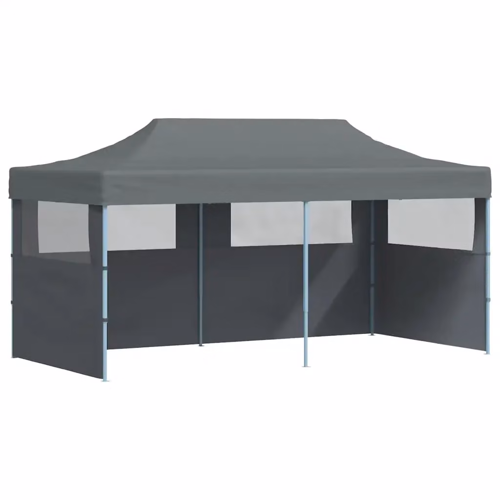 Tenda Pieghevole Pop-Up Videx con Pareti Laterali Antracite e Trasparente L: 6 m, P: 3 m, H: 2,91 m – 2