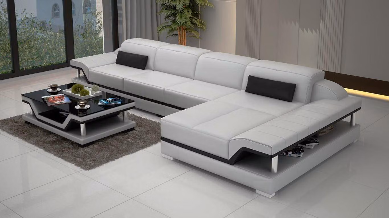 Design Ecksofa L-Form Couch Leder Sofas Weiß Wohnlandschaft Couchen Sitzpolster