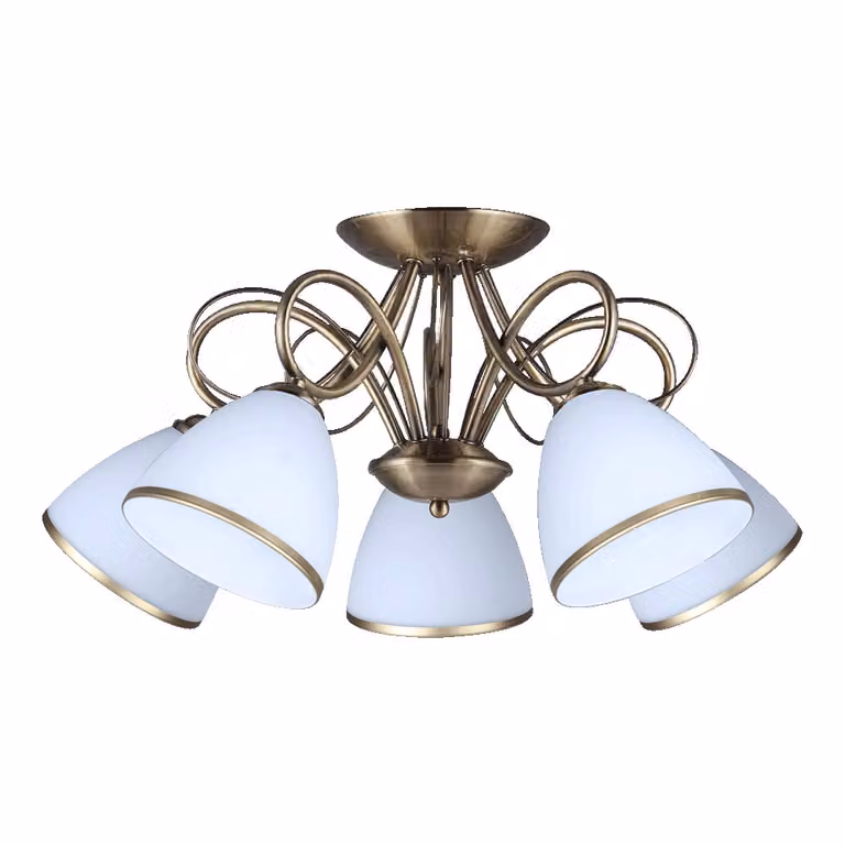 Plafoniera ASTER 5xE27/40W ottone antico satinato/bianco dimmerabile