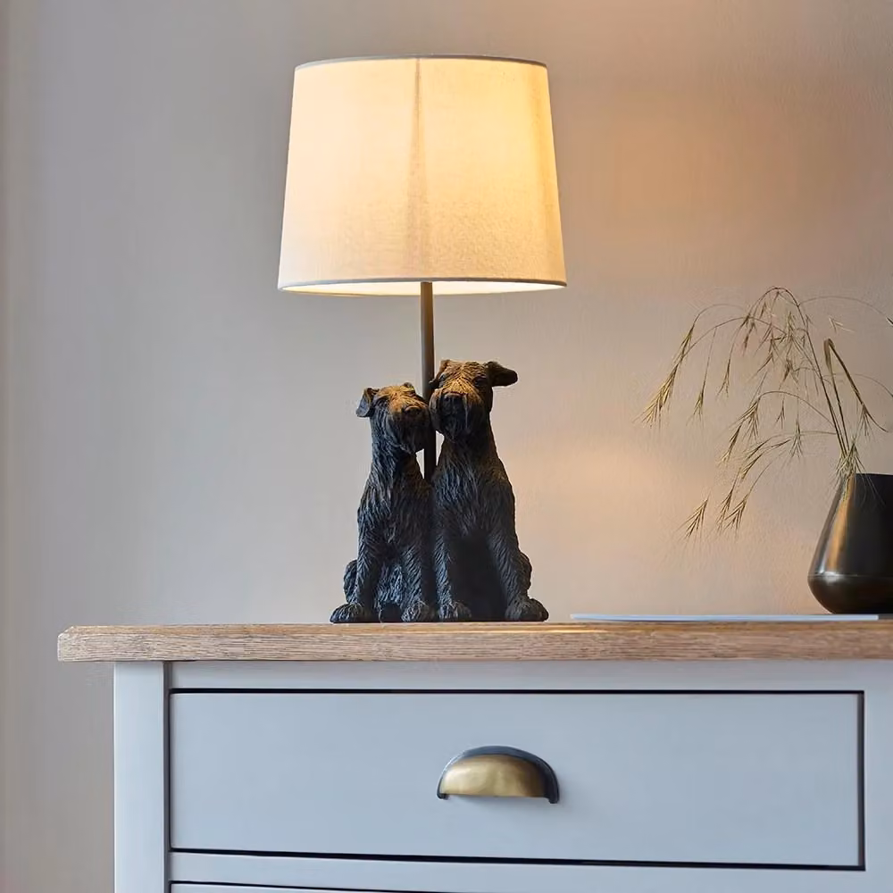 Lampada da tavolo Westie Endon in resina nera opaca con paralume in tessuto beige, dimmerabile, E14, H: 43.0 cm, L: 22.0 cm, P: 22.0 cm – 2