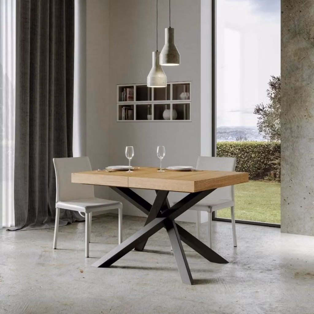 Tavolo allungabile Volta Premium Bs Com in rovere naturale con telaio antracite L/P/H: 130 x 90 x 77 cm (estendibile fino a 234 cm) – 2