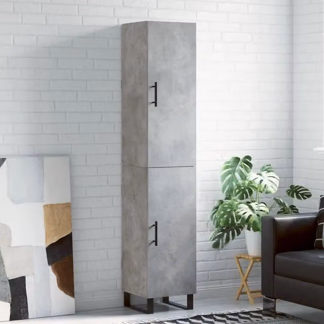 Credenza moderna vidaXL in legno e metallo grigio L/P/H: 34,5 x 34 x 180 cm – 1