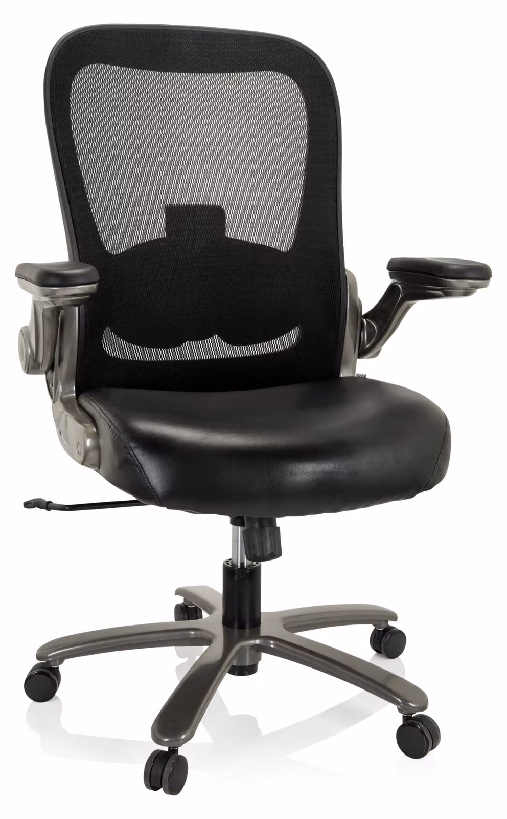hjh OFFICE XXL Sedia girevole INSTRUCTOR T I Sedia da ufficio imbottita, portata massima 220 kg, con braccioli ribaltabili, in Pelle finta/rete, per l'ufficio e la casa