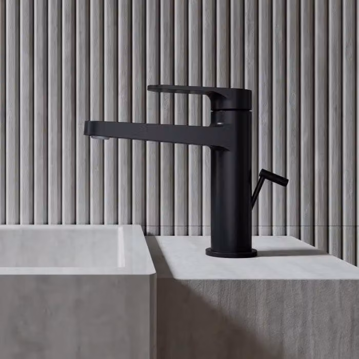 Miscelatore monocomando per lavabo Steinberg Serie 343, con gruppo di scarico, altezza 16,2 cm