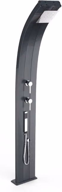 Doccia solare tradizionale in alluminio Dada di Arkema Design con miscelatore e doccetta mobile colore antracite Cv-D345/7016