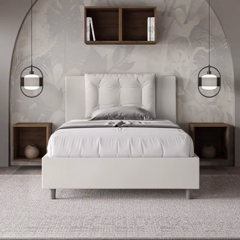 Letto imbottito Annalisa Ityhome con contenitore in similpelle bianco L/P/H: 120 x 200 x 110 cm – 2