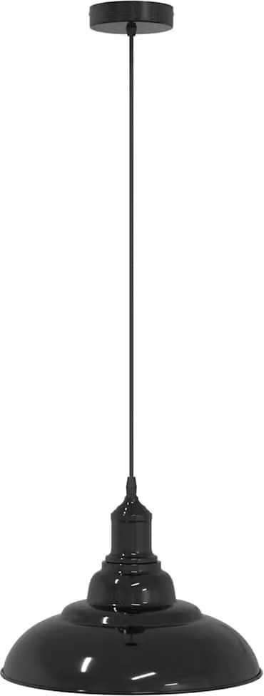 Lampada a Sospensione Regolabile E27 Nero Lucido Ø31 cm Metallo