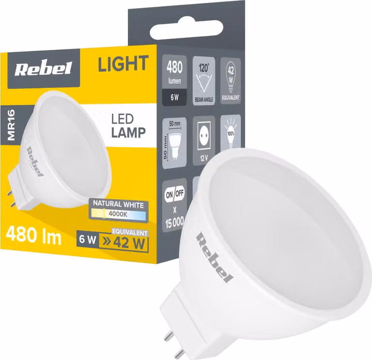 Lampada LED Rebel 6W, MR16, 4000K, 12V