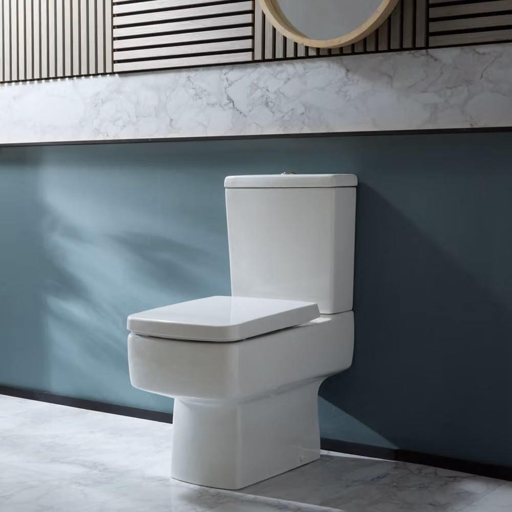 Sanitario Monoblocco Moderno Sedile Soft-Close Con Pulsante Cromato - Sandford