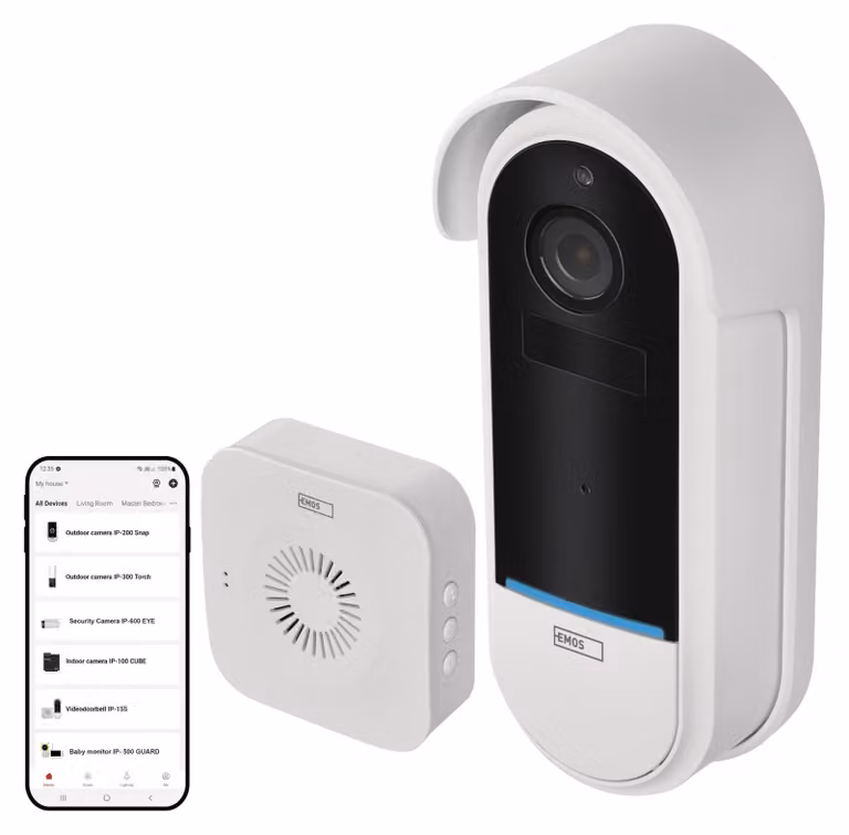 EMOS GoSmart Home Videocitofono senza fili a batteria IP-15S con Wi-Fi, H4032