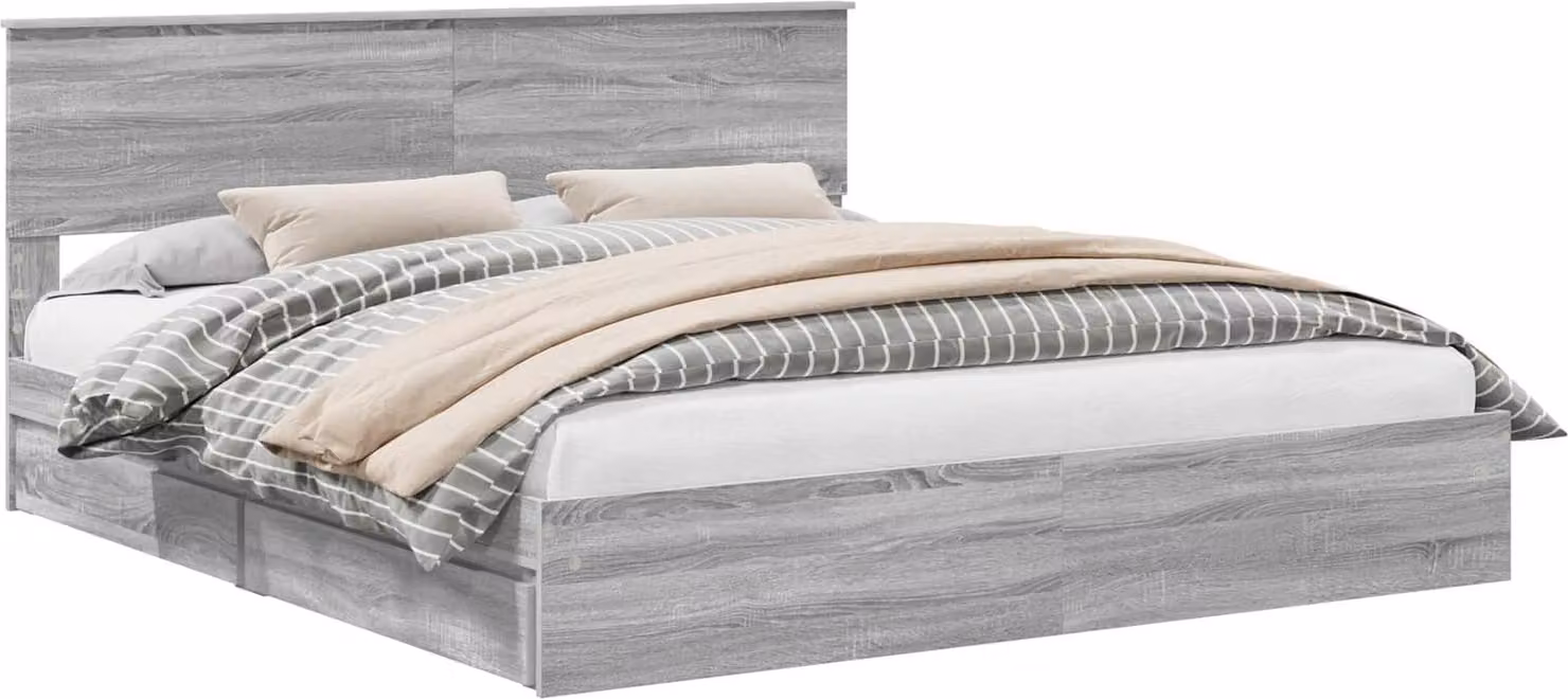 Letto con Contenitore con testiera Grigio Sonoma 180 x 200 cm