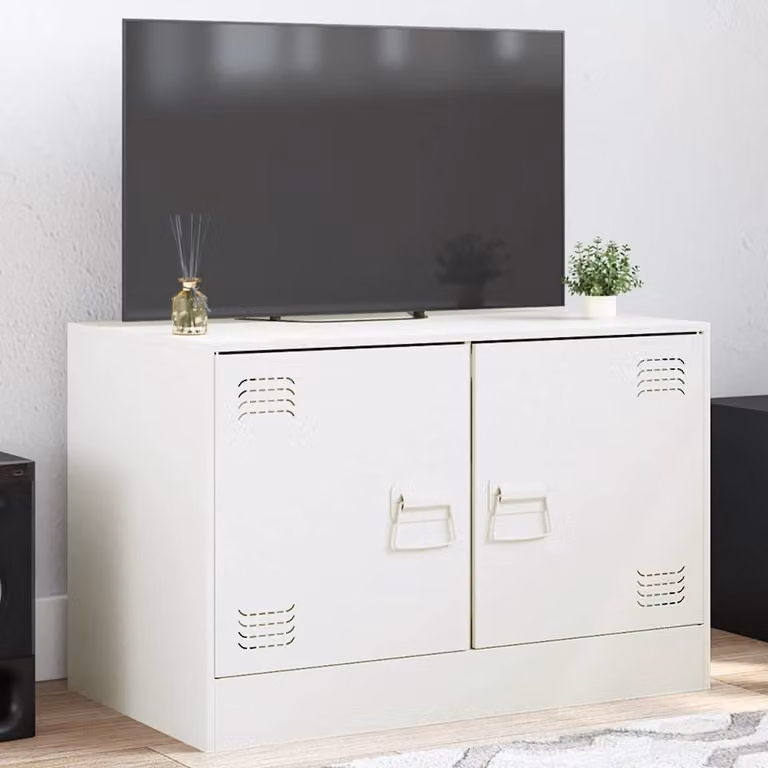 vidaXL Mobile Porta TV Bianco in Metallo e MDF L 67 cm, P 39 cm, H 44 cm