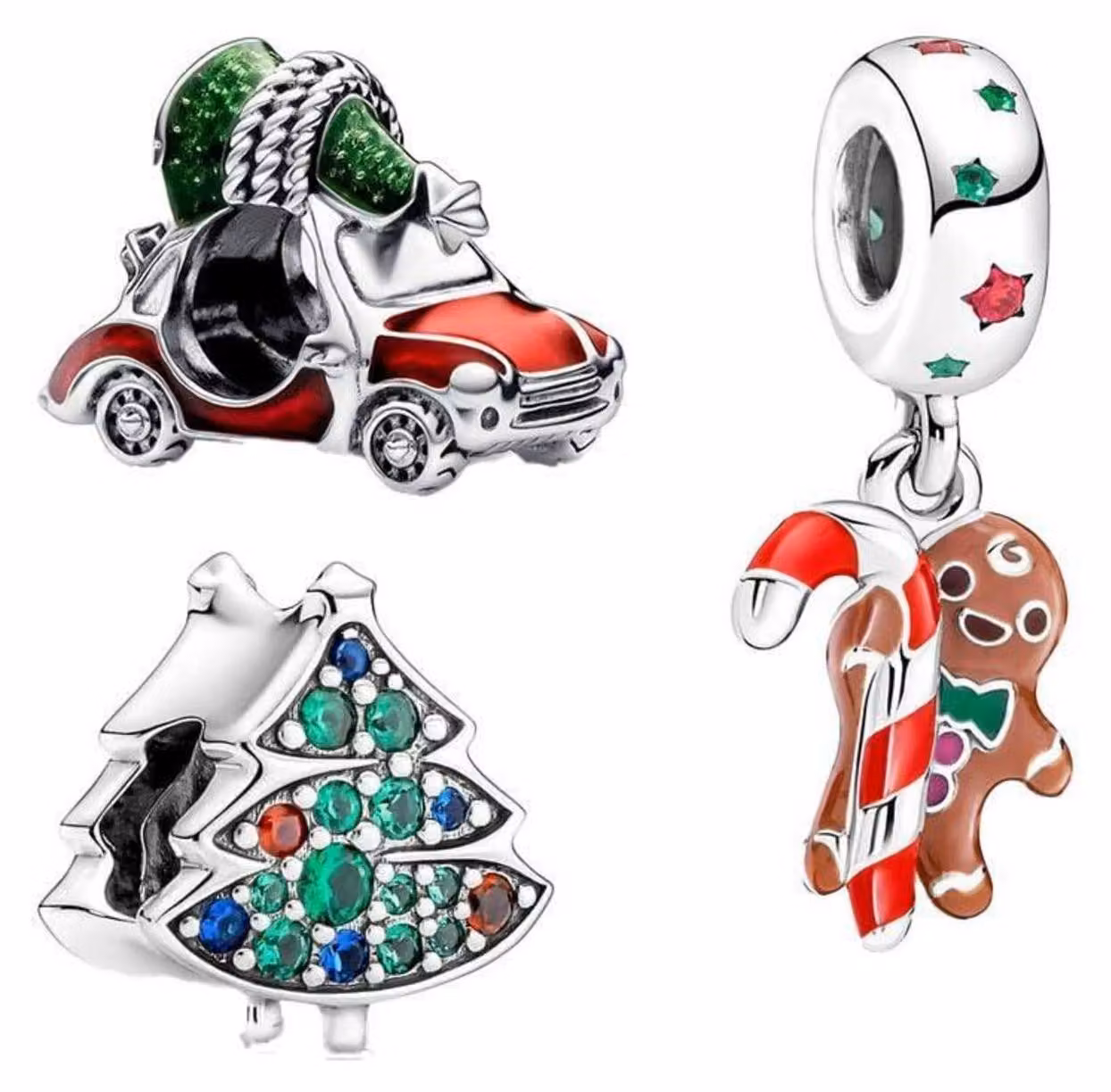 Charm pendenti a forma di fiori di ciliegio, argento/nero, per donna