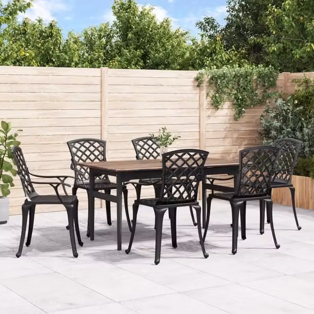 Sedie da Giardino 6 pz in Alluminio Pressofuso Nero 3216320