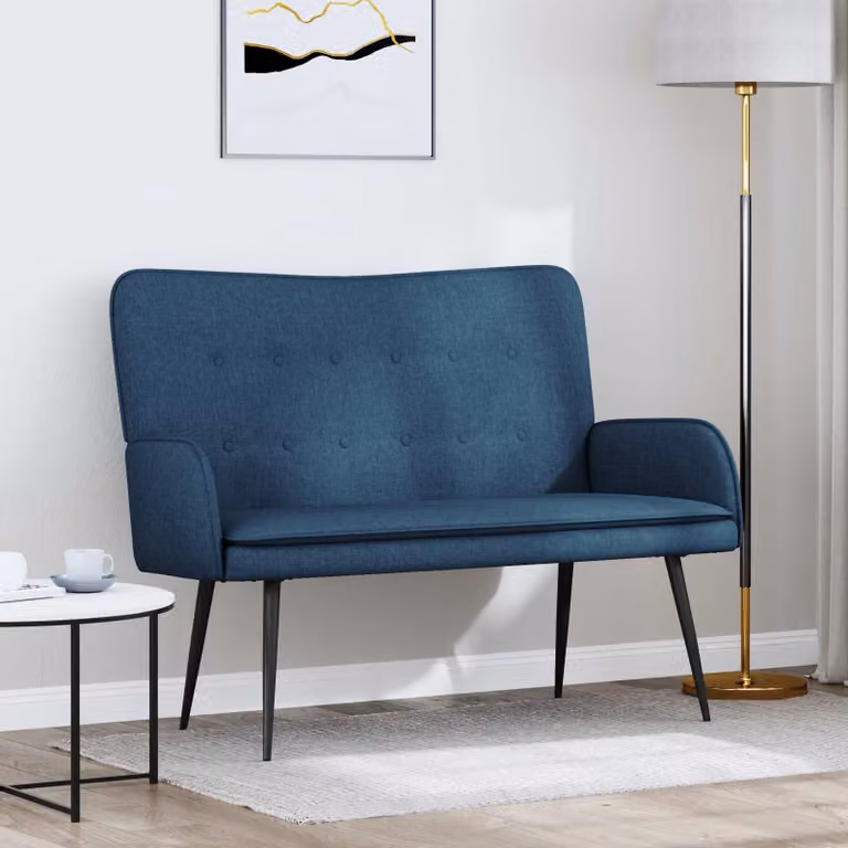 Divano a 2 posti moderno vidaXL in tessuto blu L: 115 cm, P: 61 cm, H: 87 cm