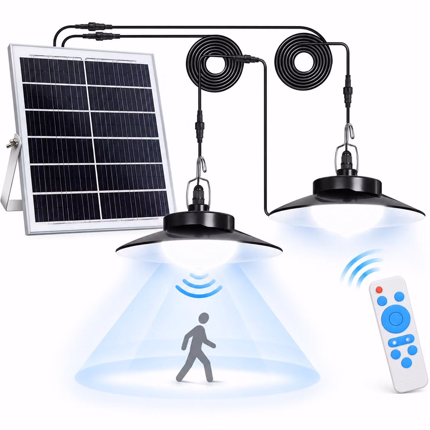 Luce solare LED a sospensione lampade solari per esterni interni rilevatore di movimento Luce solare LED a sospensione luci solari a sospensione per padiglioni garage ripostigli