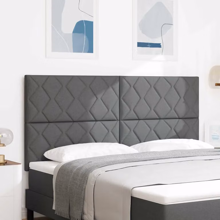 Testiera per letto con illuminazione LED e porta di ricarica USB vidaXL in tessuto grigio, larghezza: 180 cm