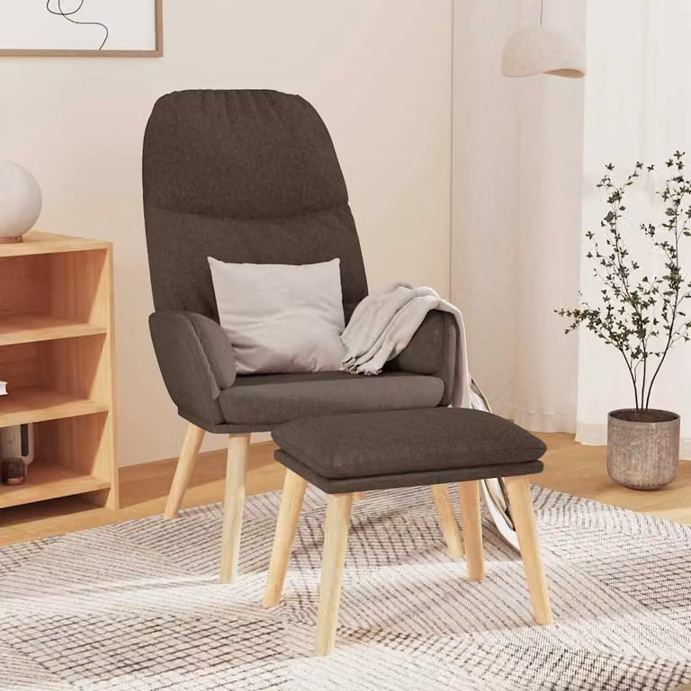vidaXL Poltrona Relax con Poggiapiedi in Tessuto Beige e Grigio