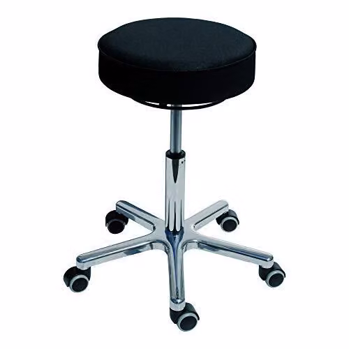 STIER Sgabello girevole con doppie rotelle, altezza seduta regolabile 540-720 mm, imbottitura spessa, rivestimento resistente in ecopelle, nero