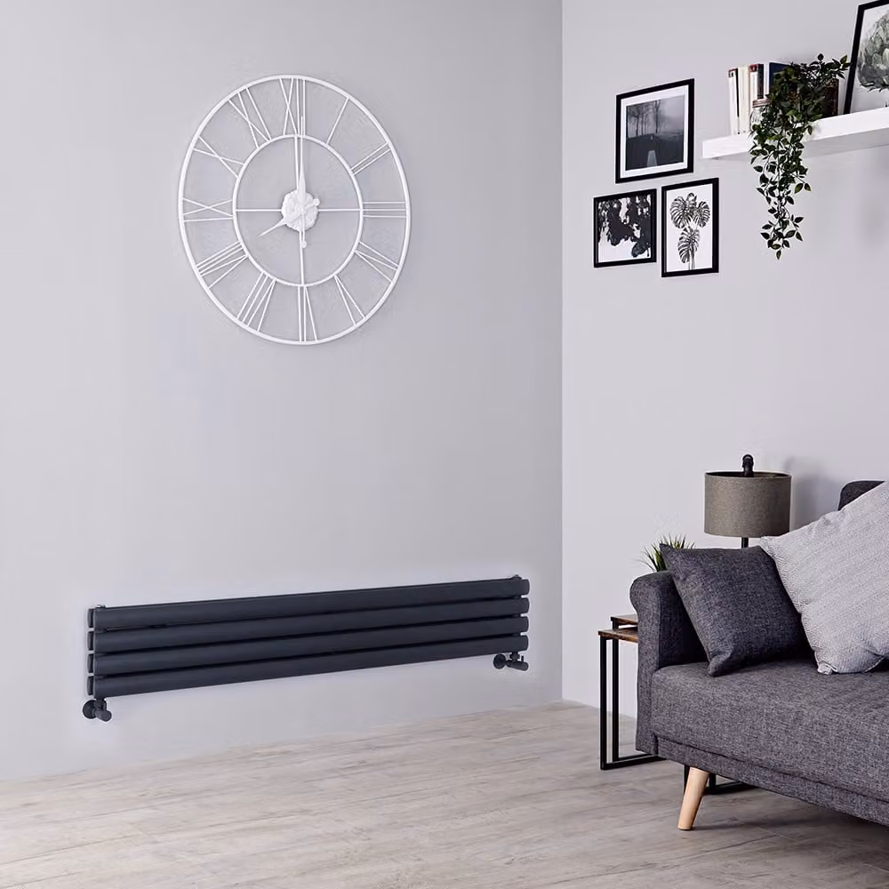 Radiatore di Design Orizzontale - Pannello Doppio - 236mm x 1400mm - Antracite - Revive