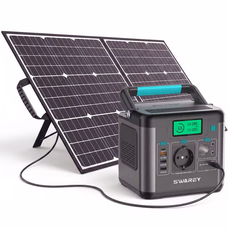 Stazione di ricarica portatile 350W(700W picco) con pannello solare 100W,generatore solare 333Wh,Power Station per campeggio,viaggi e emergenze