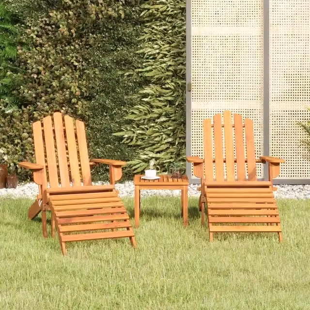 Set Salotto da Giardino Adirondack 3pz Legno Massello di Acacia 3152122