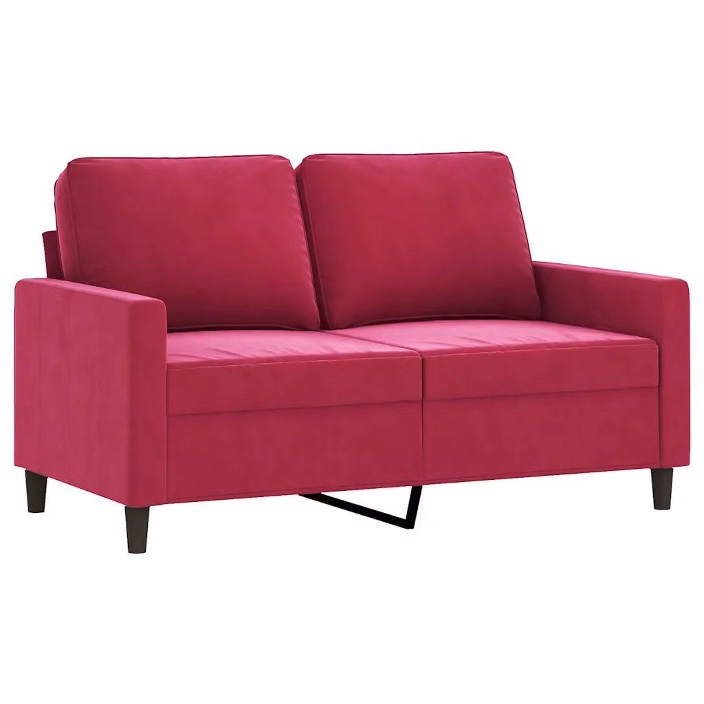 Divano a 2 posti moderno vidaXL in velluto rosso con struttura in metallo per il tuo soggiorno L: 138 cm, P: 77 cm, H: 80 cm – 2