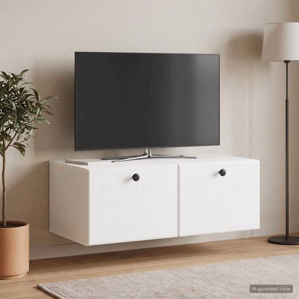 vidaXL Mobile Porta TV da Muro Moderno in Legno Bianco L: 78,5 cm, P: 41 cm, H: 30 cm