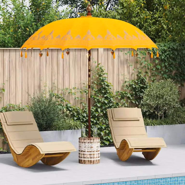 Ombrello balinese con base vidaXL, Giallo, L 215 x P 215 x H 260 cm