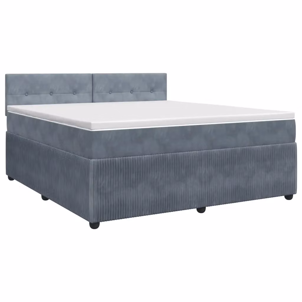 Letto box spring con materasso vidaXL in tessuto grigio e bianco con base a sollevamento L/P: 180 x 200 cm – 2