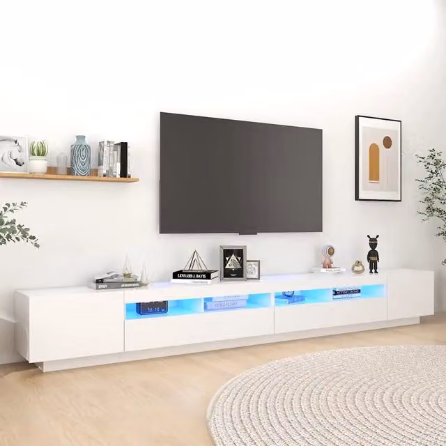 Mobile Porta TV con Luci LED Bianco 300x35x40 cm 3081924