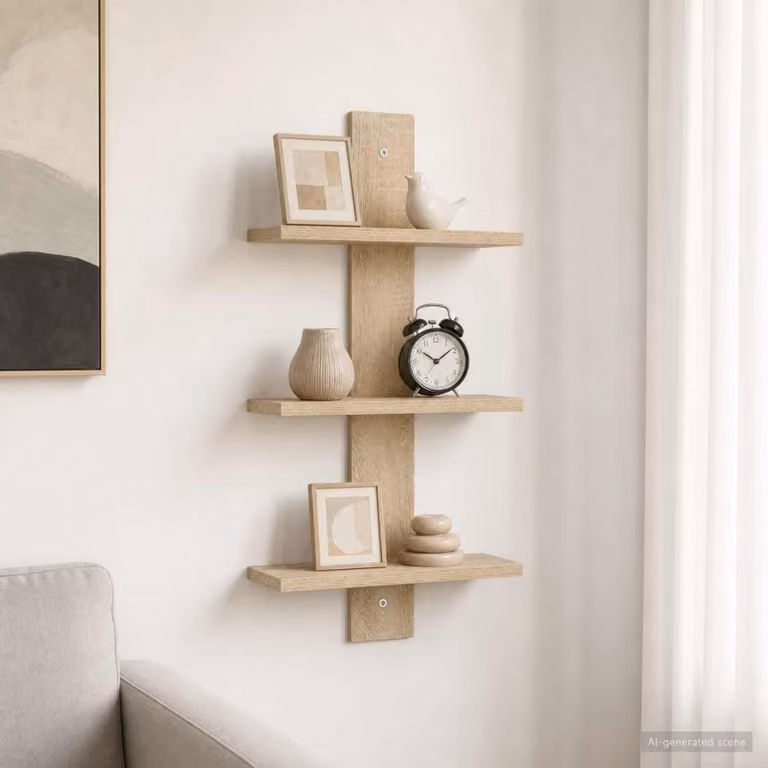 Scaffale da parete moderno vidaXL in legno MDF, colore marrone e beige, L 30 cm x P 13.5 cm x H 64.5 cm